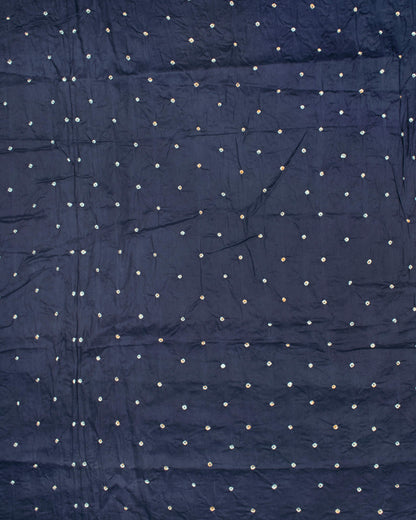 Oxford Blue Kutchi Bandhani Unstitched Cotton Suit With Dupatta