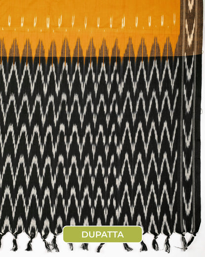 Pochampally Ikat Weave Cotton 3PC Unstiched Suit Set