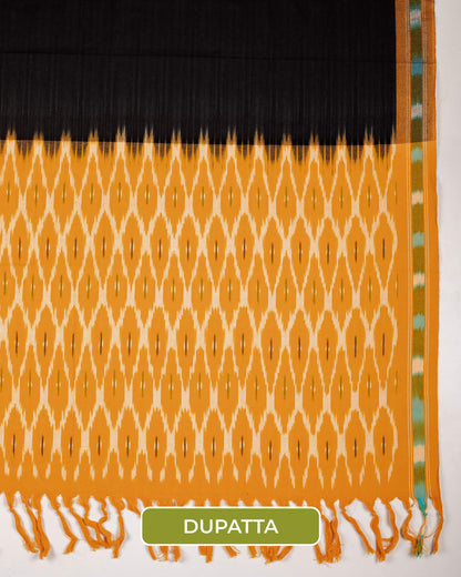 Pochampally Ikat Weave Cotton 3PC Unstiched Suit Set