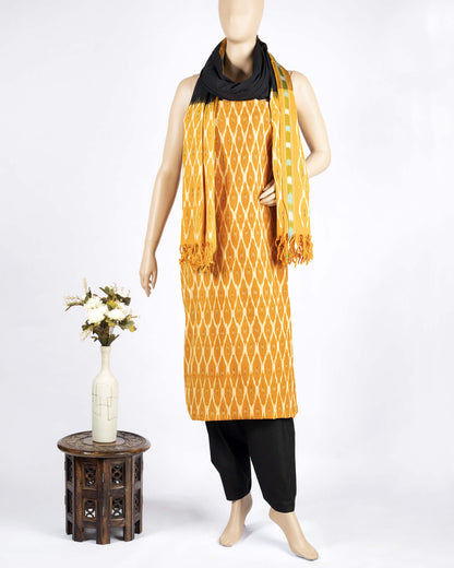 Pochampally Ikat Weave Cotton 3PC Unstiched Suit Set