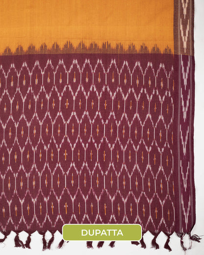 Pochampally Ikat Weave Cotton 3PC Unstiched Suit Set