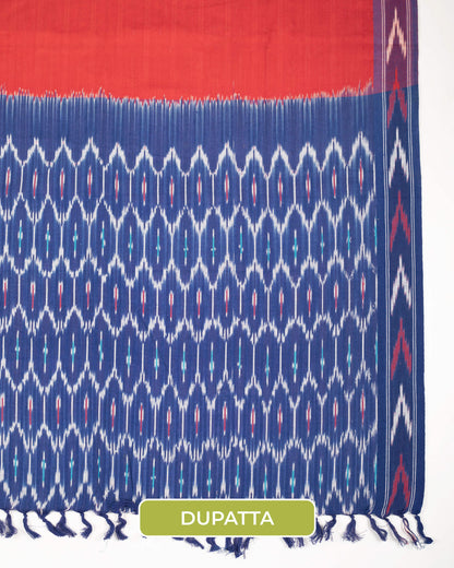 Pochampally Ikat Weave Cotton 3PC Unstiched Suit Set