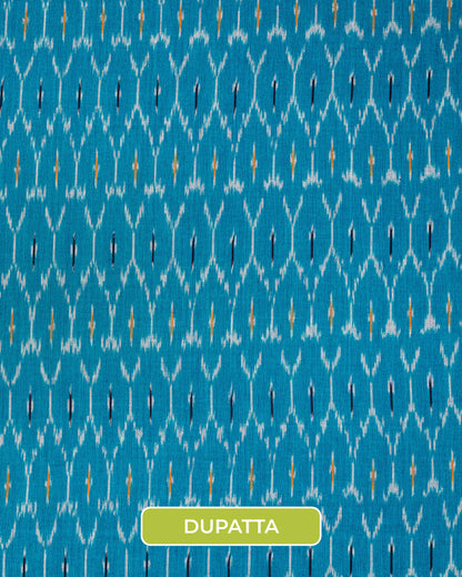 Pochampally Ikat Weave Cotton 3PC Unstiched Suit Set