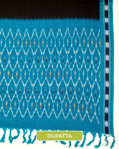 Pochampally Ikat Weave Cotton 3PC Unstiched Suit Set
