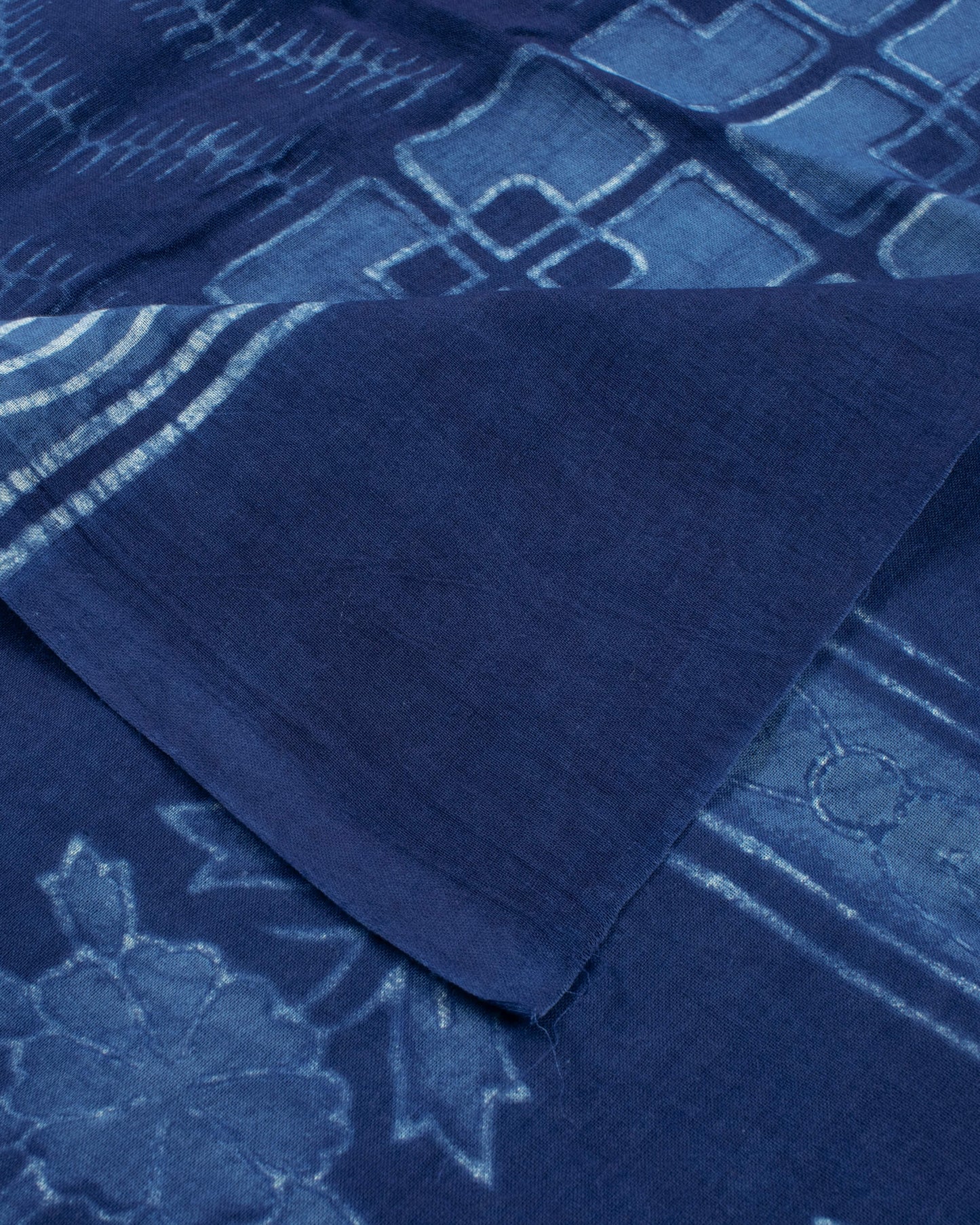 Indigo Geometric Pattern Natural Dye Akola Handblock Unstitched Cotton Suit With Dupatta
