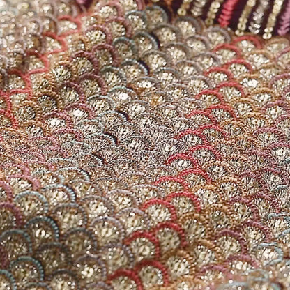 Rasin Purple And Yellow Stripes Pattern Luxury Zari Sequins Embroidery Georgette Fabric (Width 54 Inches)