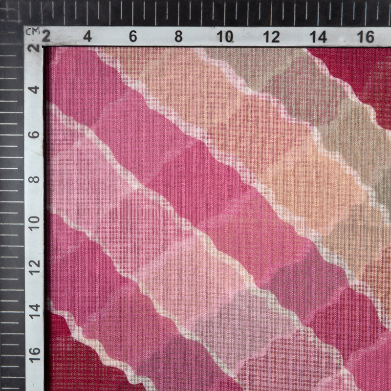 Pink Leheriya Pattern Kota Doria Fabric