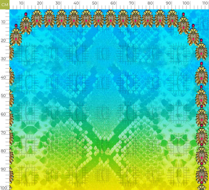 Blue And Yellow Abstract Pattern Unstitched Georgette Kaftan