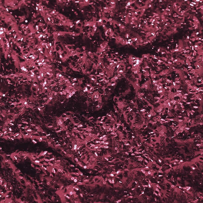 Maroon Scale Pattern Bowl Glitter Sequins Imported Net Fabric (Width 60 Inches)