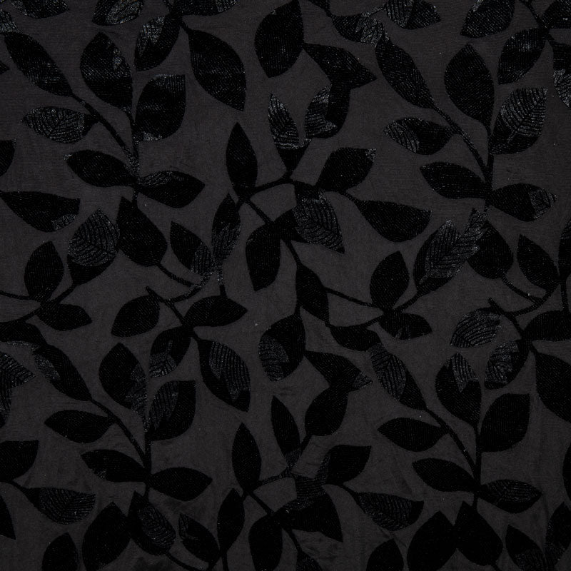 Black Leaf Pattern Brasso Fabric