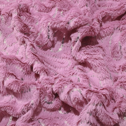 Dusty Purple Oval Sequins Imported Rabbit Fur Fabric (Width 60 Inches)