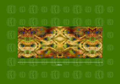 Green And Spice Orange Peacock Feather Pattern Unstitched Georgette Kaftan