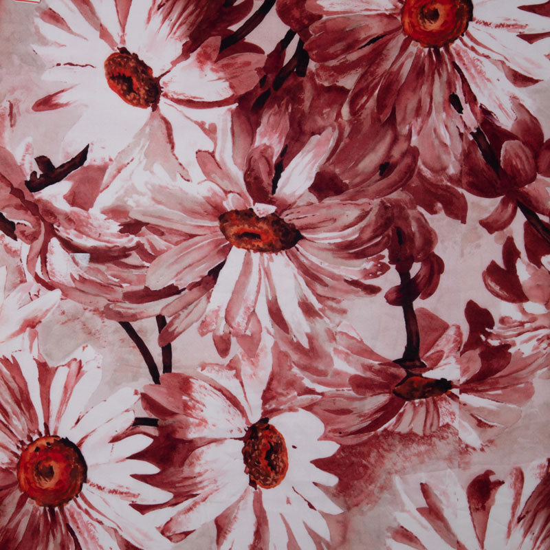 Peach and Red Colour Floral Digital Print Filter-Crepe Fabric