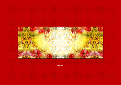 Mellow Yellow And Red Floral Pattern Unstitched Georgette Kaftan