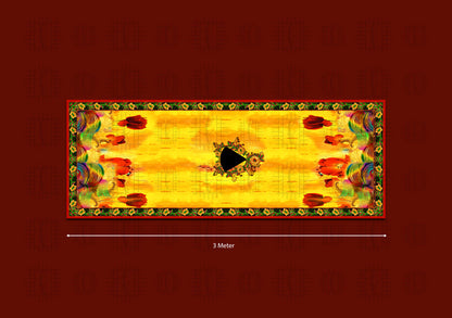 Yellow And Red Floral Pattern Unstitched Georgette Kaftan