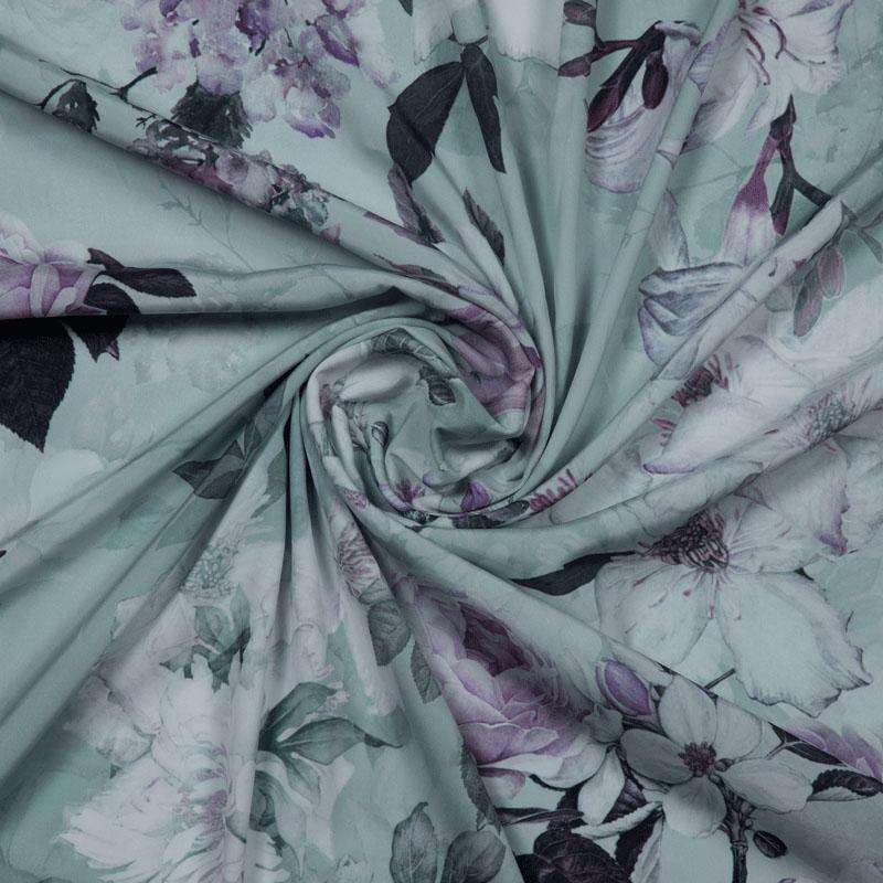 Pastel Aqua Colour Digital Floral Print Filter-Crepe Fabric